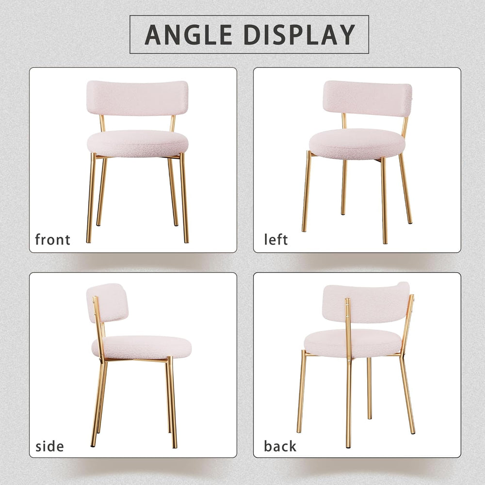 Boucle Dining Chairs Set of 2, Modern Round Upholstered Dining Chairs, Curved...