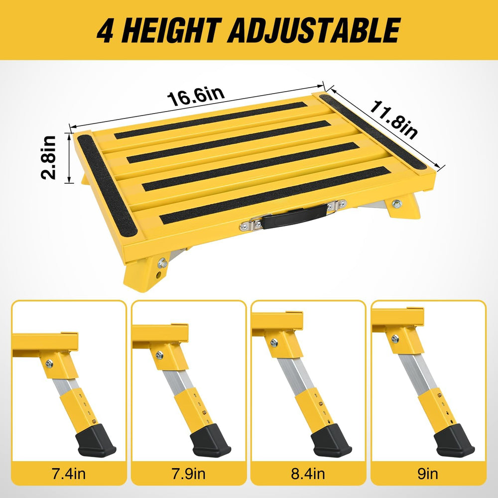 Nilight RV Step Stool Portable Folding Aluminum Platform 16.5x11.8 Handle