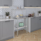 AmGood Stainless Steel Work Table with Wide Single Tier Overshelf | Metal Kitchen Prep Table & Shelving Combo (24"" x 30"" Work Table + 12"" Overshelf), AMGWT2430+SOS1230FM1