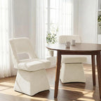 VKNOW Upholstered Swivel Dining Chairs Set of 4, Modern Dining Room Chairs with Open Back, Chenille Fabric Kitchen Chairs for Dining Room, Living Room, Bedroom, Vanity, Beige
