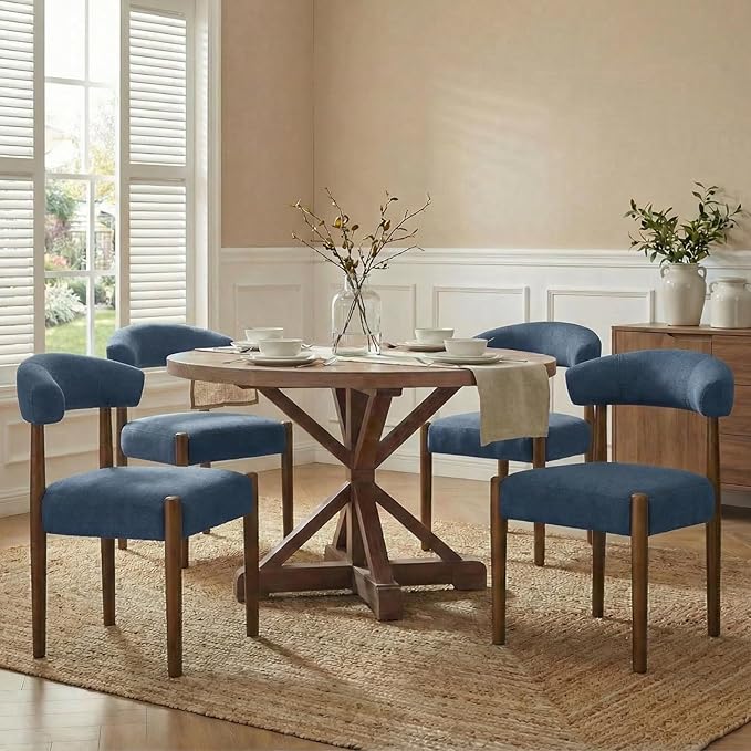 VKNOW Wooden Dining Chairs Set of 4, Modern Upholstered Dining Room Chairs wi...