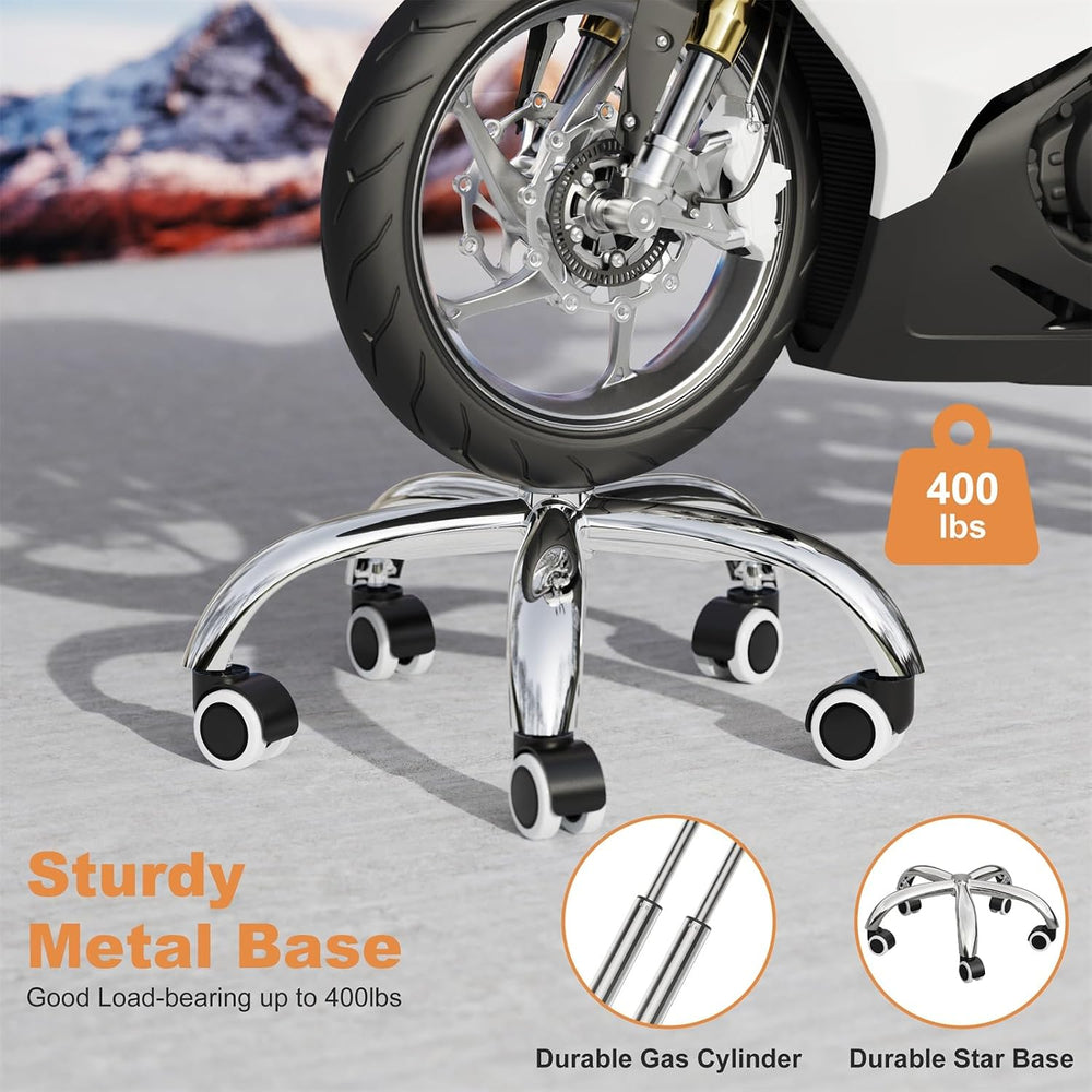 YJHome Rolling Stool with Back Support, Swivel Chair Adjustable Height