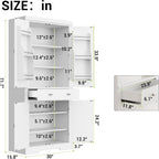 72 Inch Food Pantry Cabinet, Modern White Wood Kitchen Storage Cabinet with Door Shelves & Drawer, Freestanding Cupboard for Dining Room, Living Room, Apartments