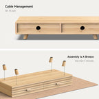 Bamboo Monitor Stand with Drawer - Desk Organizer with Cable Management & Storage, Ergonomic Laptop Riser for Home Office (220lbs Capacity, 24 inch ,Natural)