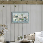 Botanical Flowers in Vase Wall Art：Bouquet Wooden Framed Artwork Print Painting Modern Abstract Floral Nature Plant Picture for Living Room Dinning Room Bedroom Farmhouse