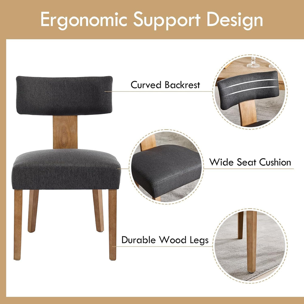 Upholstered Dining Chairs Set of 6, Mid-Century Modern Dining Chairs with Woo...