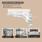 Bedside Shelf Foldable, Metal Clip-On Bunk Bed Table Shelf for Top Bunk Heavy Duty Bed Side Table Tray for College Dorm Room Essentials, Loft Nightstand Organizer Tray with 1 Cord Hole(White)