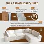 130" Modern Modular L Shaped Couch, Sectional Couches for Living Room, Deep Seat Cloud Couch, No Assembly Required Sleeper Sofa, Boneless Couches with Armrests, White