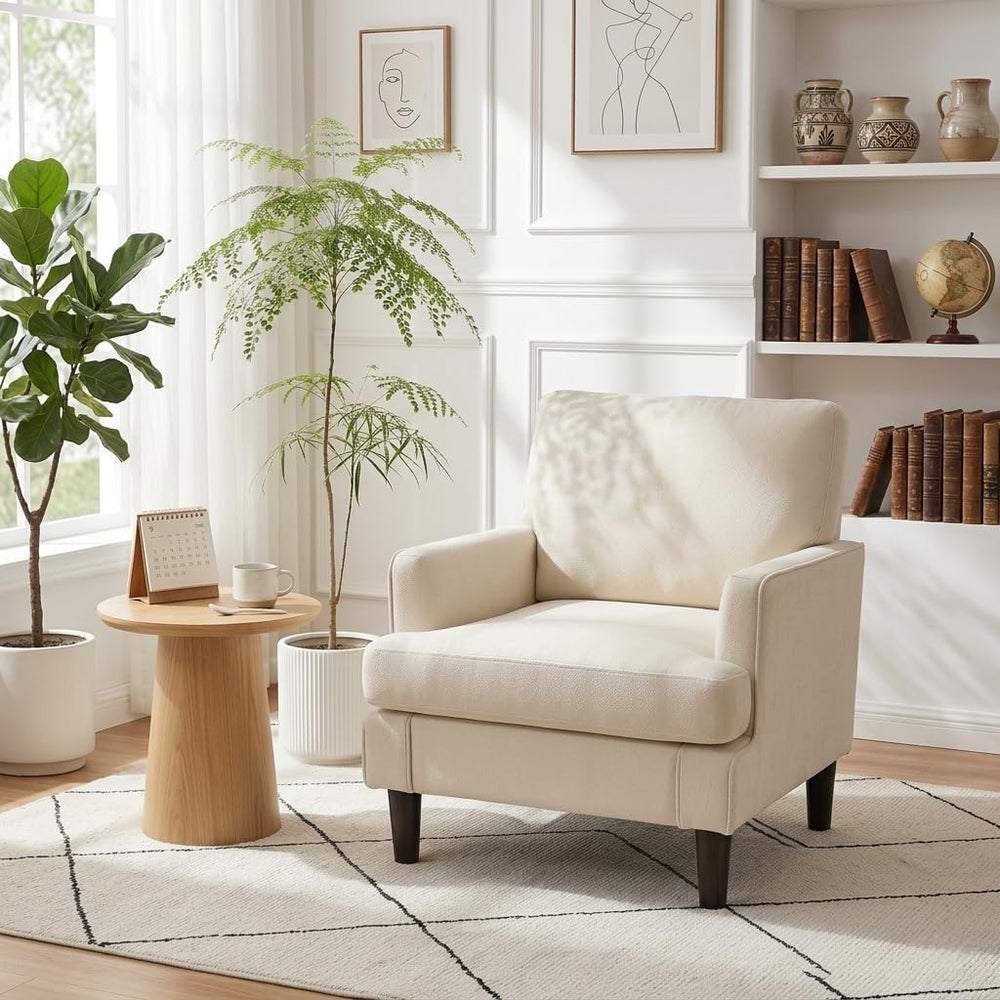 Kromax Accent Chair for Living Room, No Screws Assembly Required, Beige