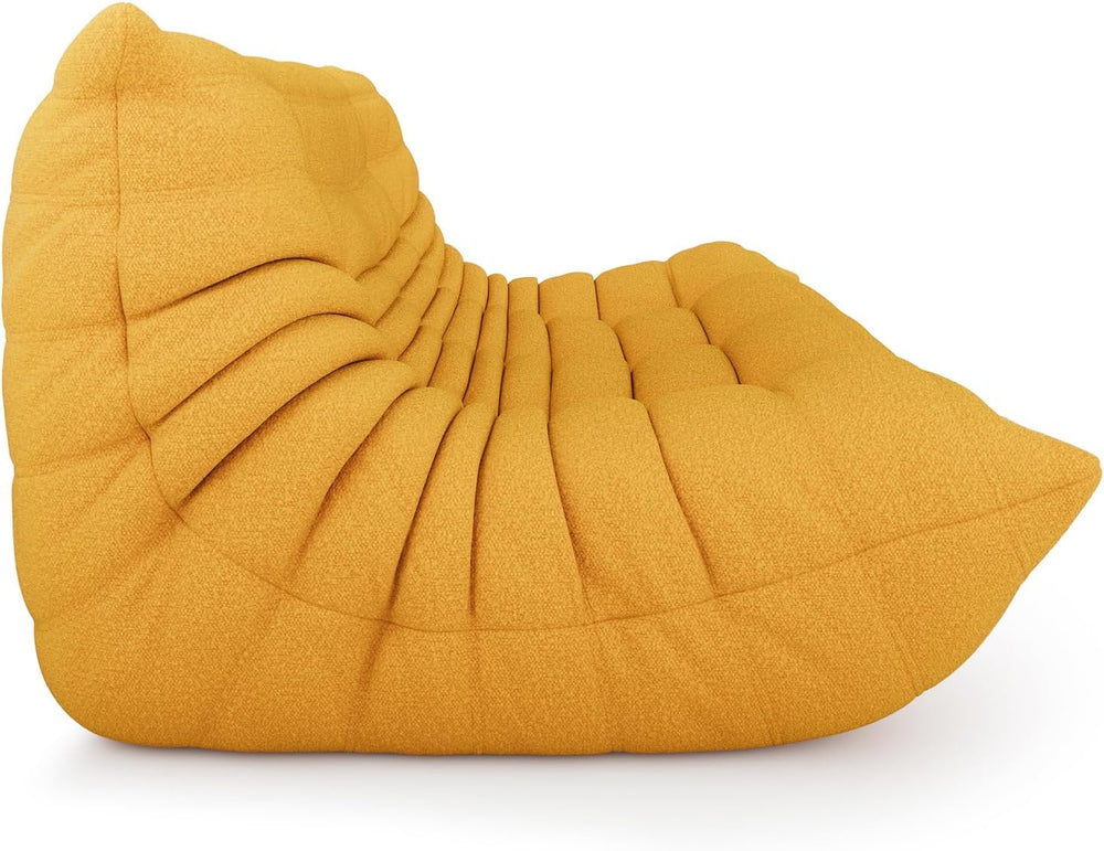 Bean Bag Chair, 3-Seater Memory Foam Fireside Chair, Teddy Yellow | High-dens...