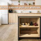 Menkxi 2 Set Pull out Tray Cabinet Organizer Wooden Pull Drawers storage Slide out Pantry Shelf for Base Cabinet Kitchen Gentle Close Fully Assembled Accessories(Wood Color,24'' X 21'' X 3'')