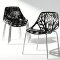 Karl home Modern Black Dining Chairs Set of 4, Stackable Plastic Chair for Dining Room, Living Room, Waiting Room,4 Chrome Metal Legs, 350lbs Capacity,21.3”L x 21.3”W x 33.5" H