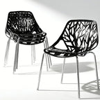 Karl home Modern Black Dining Chairs Set of 4, Stackable Plastic Chair for Dining Room, Living Room, Waiting Room,4 Chrome Metal Legs, 350lbs Capacity,21.3”L x 21.3”W x 33.5" H