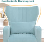 Modern Accent Chairs Set of 2 Upholstered Living Room Chairs,High Back Arm Chairs with Metal Legs Lumbar Reading Chair for Bedroom, Apartment, Small Spaces Sky Blue