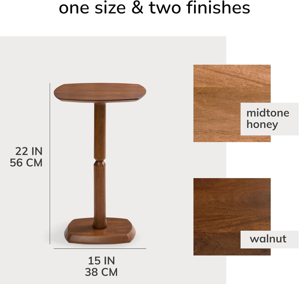MH London Cooper Drink Table - 22" High Solid Mango Wood Pedestal Side T...