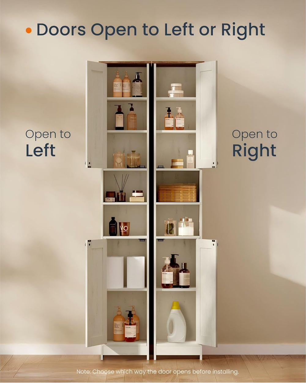 SONGMICS HOME 67-Inch Tall Bathroom Storage Cabinet, Superfast Toolless Assem...