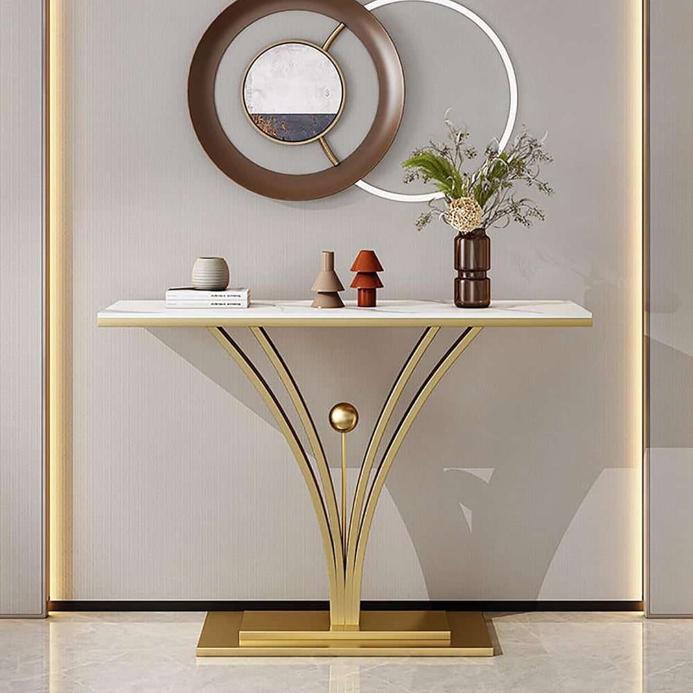 Modern Console Table Rock Slab Entryway Table Metal Couch Table Decorative Fu...