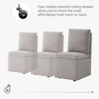 Upholstered Dining Chairs with Casters, Modern Dining Room Chairs Set of 4 with Hidden Storage & 4 Wheels, Single Sofa Chair for Kitchen, Reading Room, Waiting Room, Taupe (2 Box)