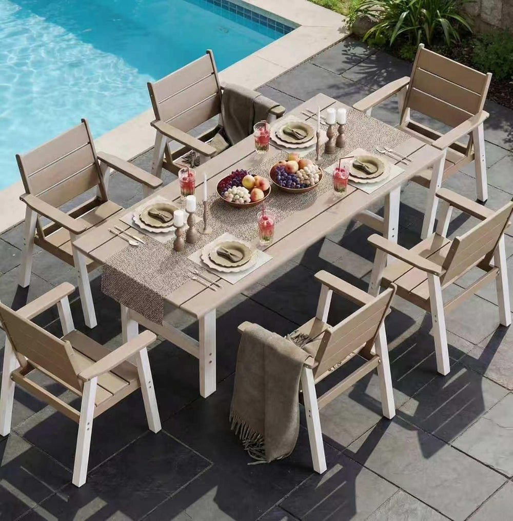 Outdoor Dining Set,7-Piece Patio Table and Chairs Set for 6, HDPE Outdoor Din...