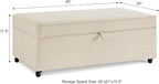 Ball & Cast 45" Sofa Ottoman with Storage, Linen Upholstered Bench with Rotation Casters and Safety Hinge for Living Room, Multi-Function Coffee Table,Oatmeal