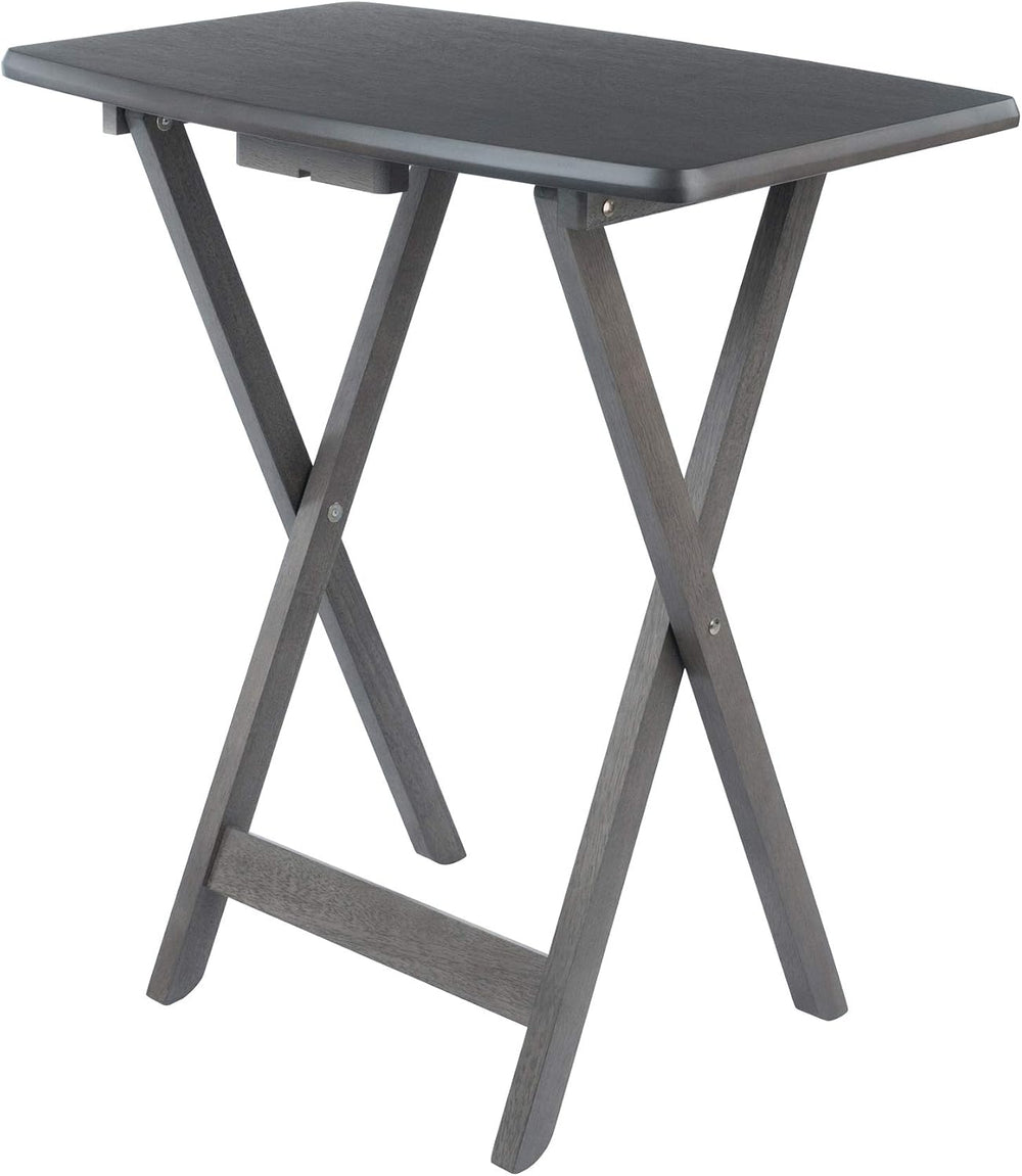 WINSOME Dorian Oversized Snack Table Set, Oyster Gray (Brown Base) (replace c...