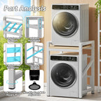Over The Washer and Dryer Storage Shelf, Widen & 3 Height Adjustable Stacking Rack, Space Saver Washer Dryer Stacking Kit, Thicker Metal Washer Shelf for within 29.5" width (White, 29.5 Inch)