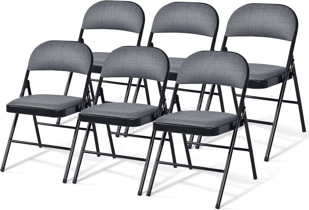 GOFLAME 6 Pack Folding Chairs, Fabric Dining Chair Set with Padded Seat &...