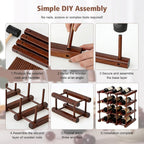 12 Bottle 4 Tiers Wooden Wine Rack for DIY Assembly, Great Gift | Stackable Modular Wine Rack, Wine Bottle Holder for Inside Cabinet Counter and Bar Organizer