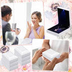 Landical 10 Pcs Pendant Necklace Box with LED Light Velvet Necklace Case for Pendant Bracelet Ring Earring, Jewelry Storage(White)
