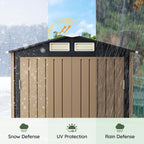 5x3 FT Outdoor Metal Storage Shed, Double Door, 1 Clear Window, Tool Shed for Garden, Patio, Backyard Brown