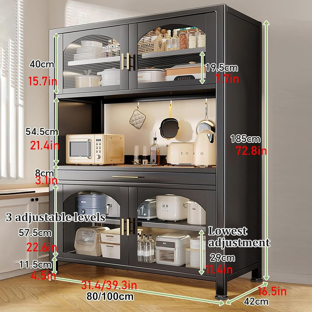 JKGHK Kitchen Pantry Cabinet Buffet with Drawer Storage, 72.8in Microwave Sta...