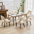 UVV Wooden Dining Chairs Set of 2, Mid Century Modern Fabric Upholstered Dining Room Chair Kitchen Chairs, Farmhouse Dinner Chair with Solid Wood Legs for Kitchen Dining Room, Beige