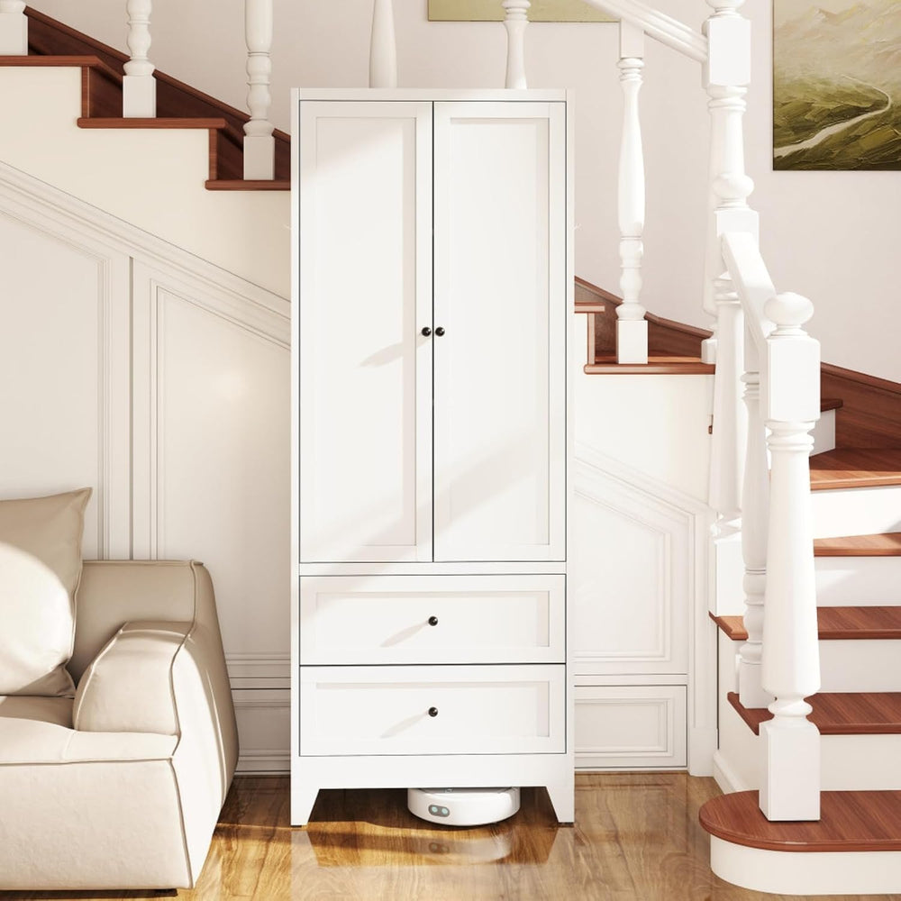 Hassyee White Metal Kitchen Pantry Cabinet Adjustable Storage with 4 Shelves ...