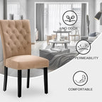 Velvet Dining Kitchen Chair Set of 4, Parsons Upholstered Dining Room Chair, Wood Accent Chair with Nailed Trim, Camel