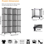 AWTATOS Cube Storage Organizer Closet Storage Cubes Shelves Bookshelf Clothes Organizer DIY Plastic 12 Cube Shelves for Home, Bedroom, Grey ULPZ022