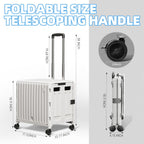 Folding Utility Cart (Gray), 4 360° Swivel Wheels Collapsible Rolling Crate with Lid, Heavy-Duty for Office/Home/Luggage, Teacher - Minimalist Style