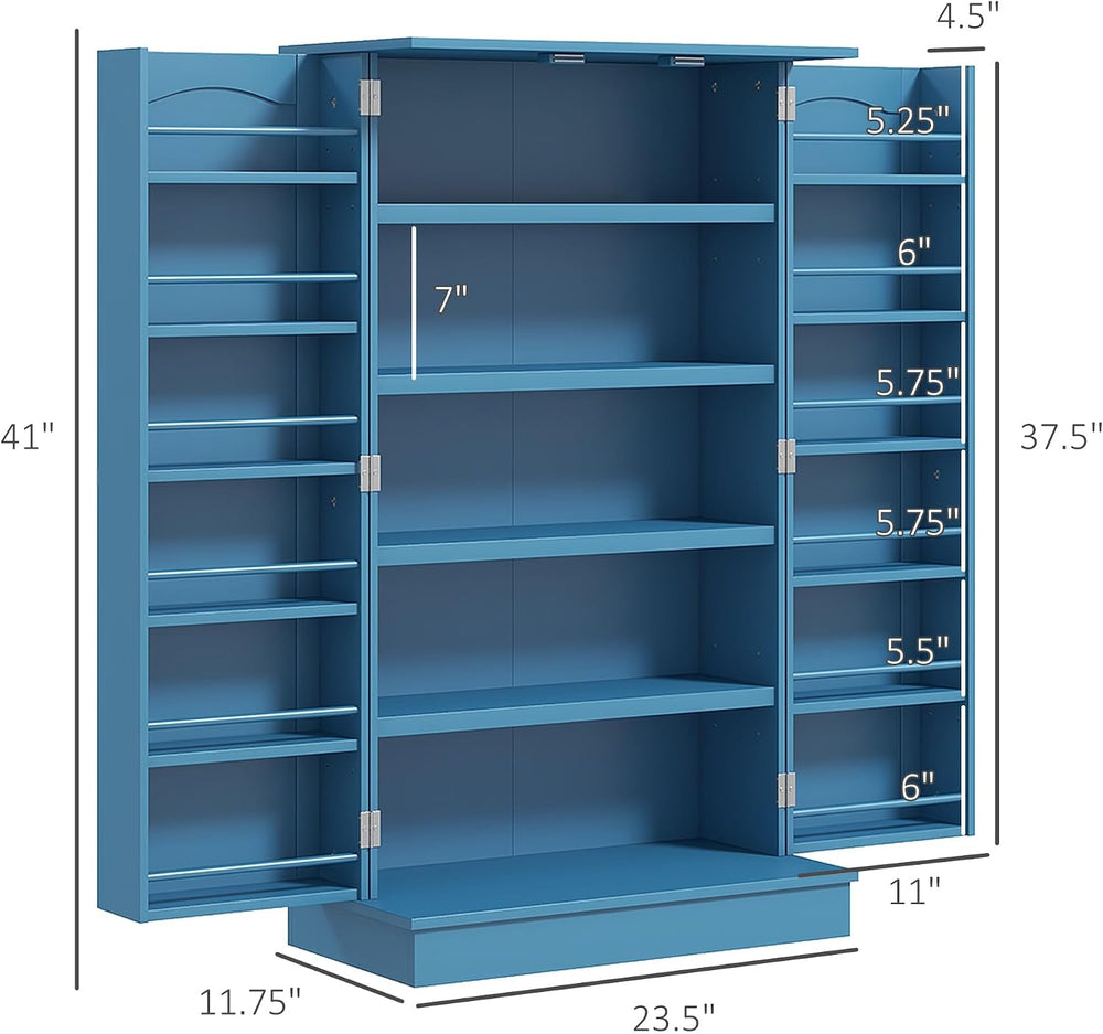 Storage Cabinet, 41" Kitchen Pantry with 12 Door Shelves and Adjustable ...