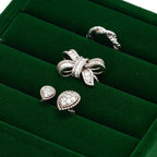 Green Velvet 3-Slots Jewelry Ring Display Tray Showcase Small Jewelry Display Organizer Tray for Rings(S)