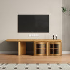 XEW Extendable TV Stand with Storage and Shelves, Wood Entertainment Center for 55+ Inch TV, Modern TV Console, Minimalist Media Console for Living Room, Bedroom-Wood (Extendable: 60.6"-84.3")
