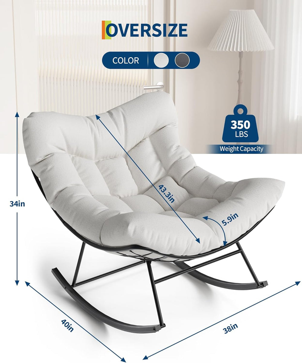 GarveeLife Outdoor Papasan Rocking Chair for Balcony Backyard Porch Bedroom |...