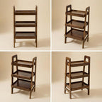 3 Tier Wooden Ladder Shelf, Small Leaning Bookshelf with Open Storage & Raised Guard Rail, Freestanding Display Shelf for Bedroom Living Room Apartment Balcony Small Spaces