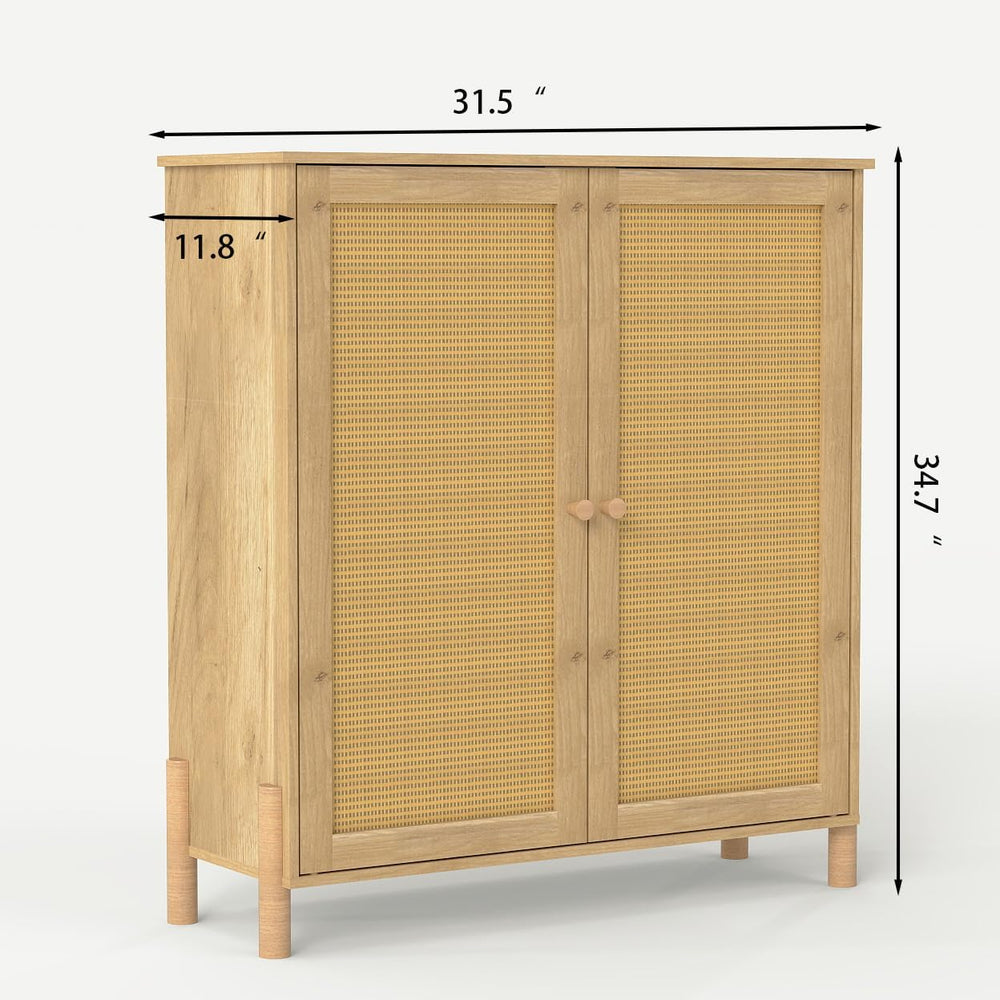 CIATRE Mid-Century Modern Natural Storage Cabinet with Woven Rattan Doors &am...