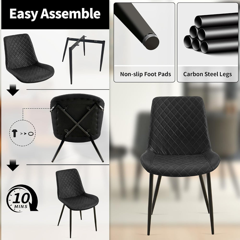 PU Leather Dining Chairs Set of 2, Modern Armless Dining Room Chairs, Comfy U...