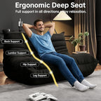 Bean Bag Chairs for Adults, Memory Foam Couch Loveseat Sofa Chair, Soft Teddy Material Cozy Comfy Reading Nook Chairs, Floor Chair for Living Room Bedroom Office(Black)