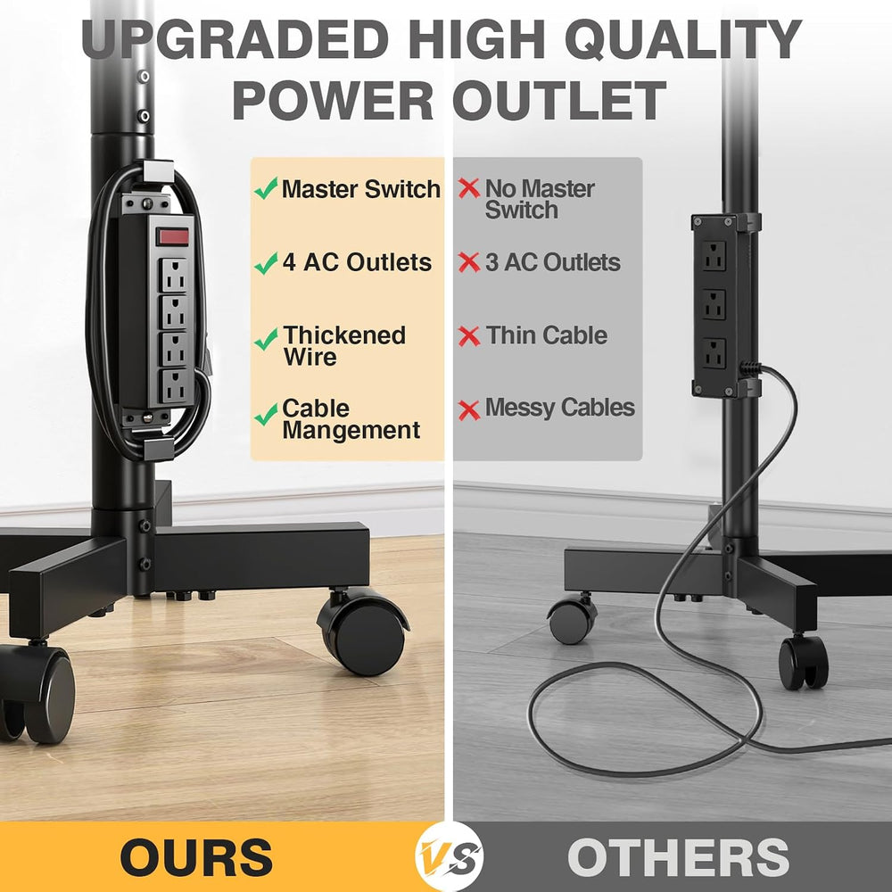 TVON Mobile TV Stand with Power Outlet for 23-65 Inch TVs up to 88 lbs | Tilt...