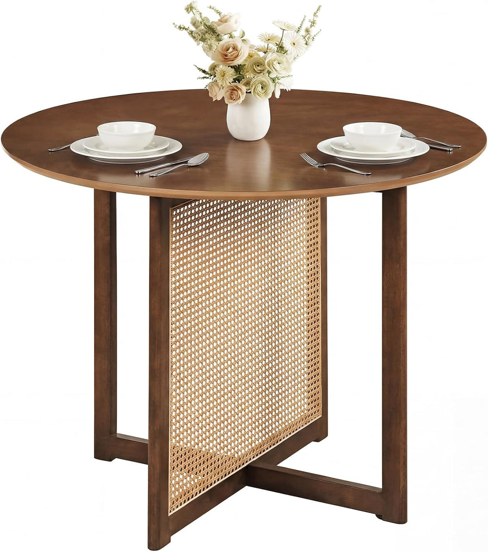 Giantex 37.5" Round Dining Table for 2-4, Farmhouse Kitchen Table with S...
