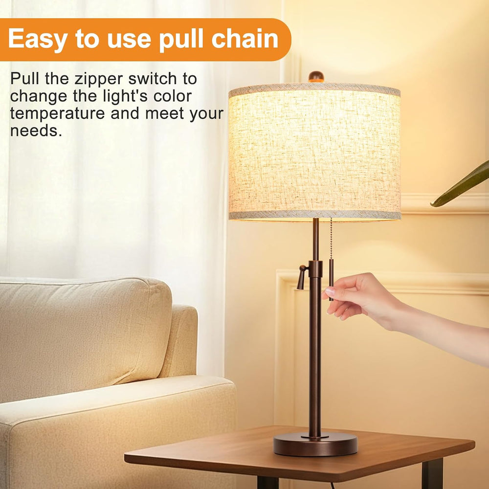 Qingmiao Table Lamps Set of 2, 22" to 30" Adjustable Nightstand Lam...