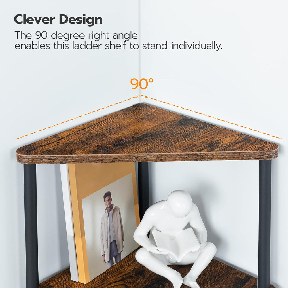 HOOBRO Corner Shelf Stand, Industrial 5-Tier Corner Bookshelf with Metal Fram...