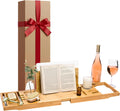 Waterproof Shield Keeps Your Book Open – Extendable Bamboo Bathtub Tray with Wine Glass Holder Protects from Drips and Splashes - Luxury Bath Tub Caddy Tray for Relaxing in The Bathtub