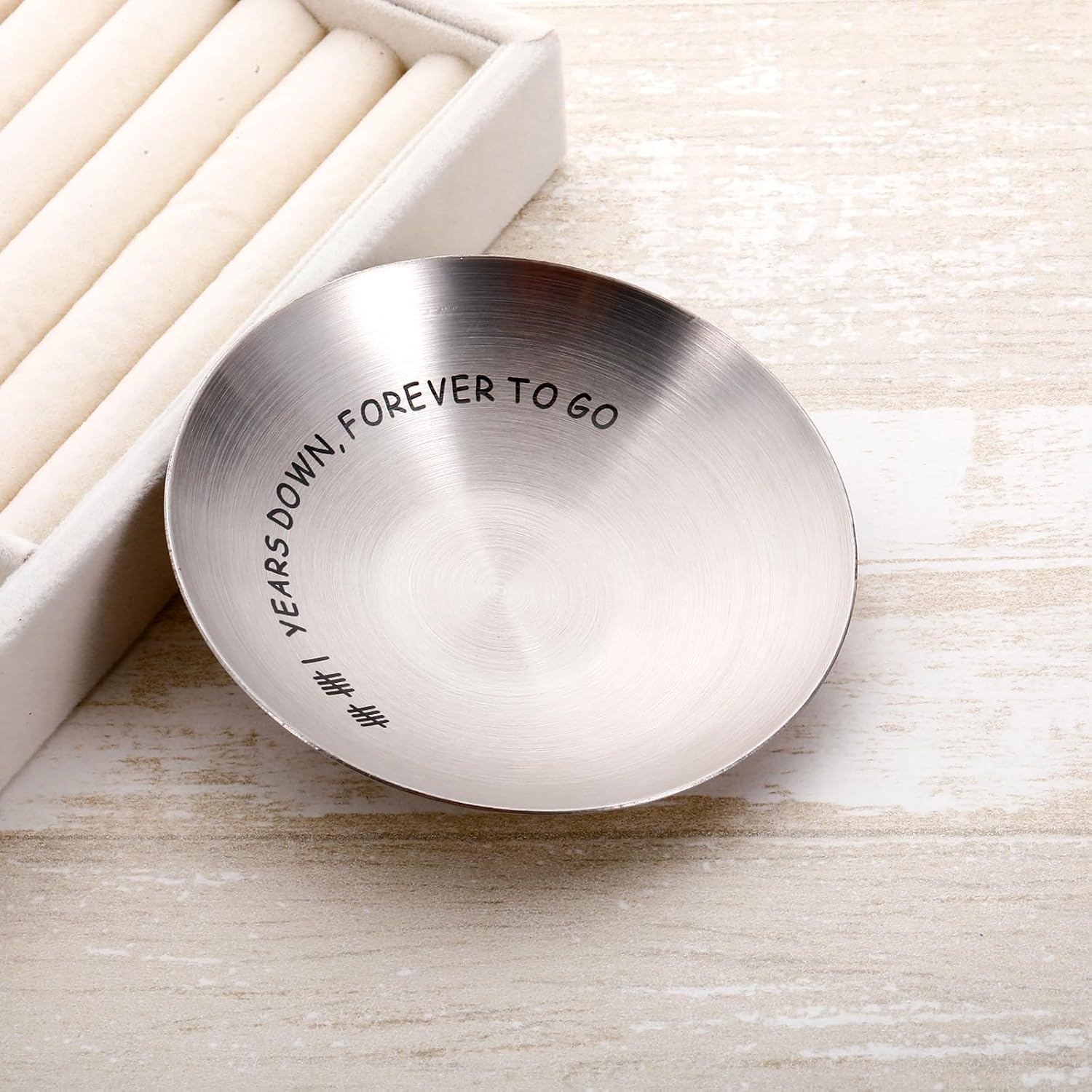 Cueillir Terre 11 Year Anniversary Steel Gift for Him Her, Steel Gifts for 11th Anniversary Jewelry Tray Ring Holder, 11th Anniverse Wedding Gifts for Men Women, Valentines Day Gift for Husband Wife